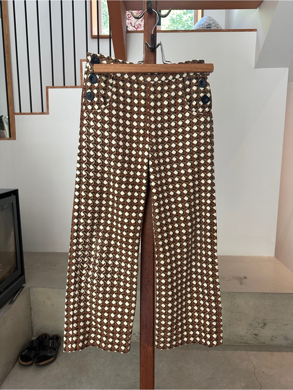 Kids’ Misha And Puff Brown and Cream Knit Wide-Leg Sailor Pants